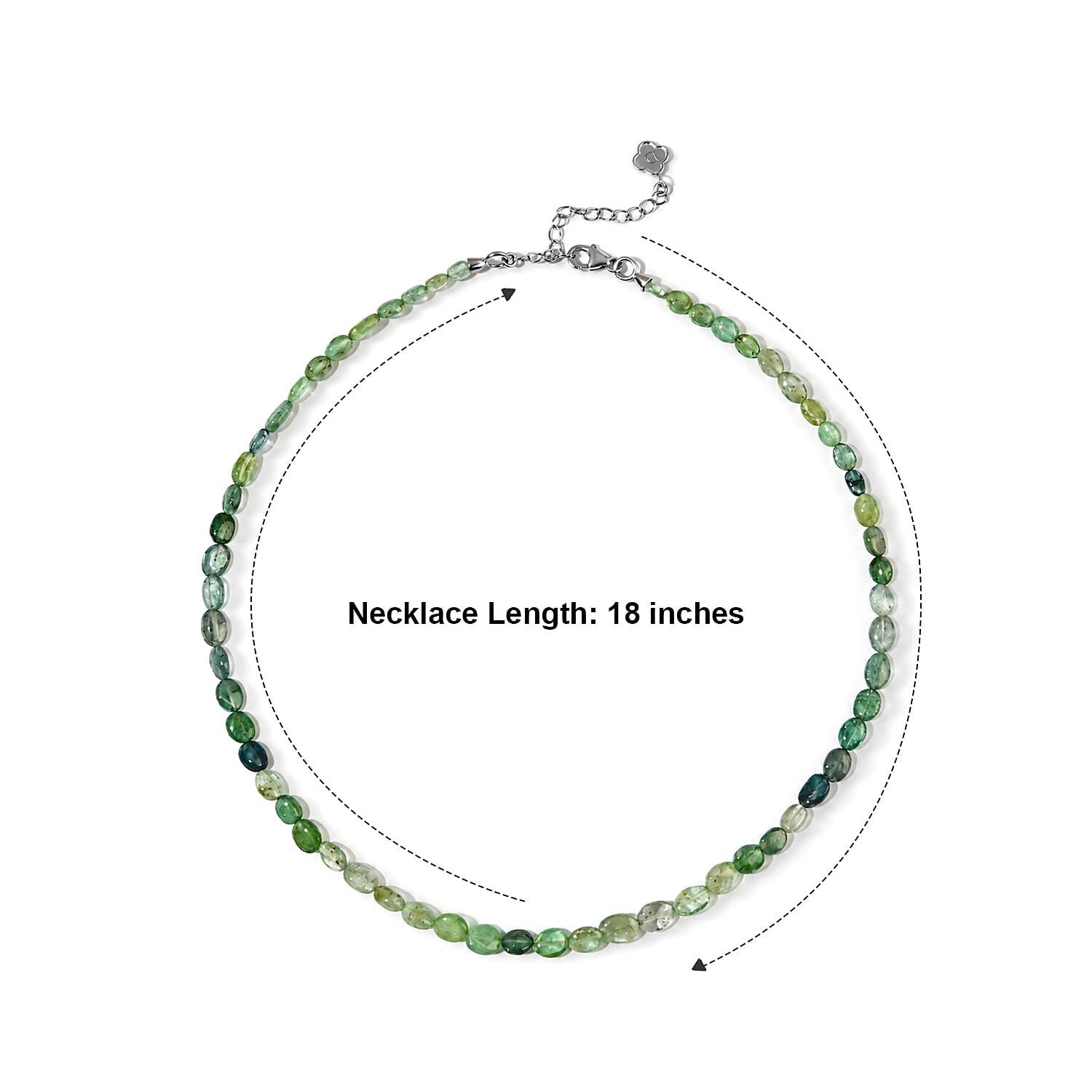 D'Joy Premium Kornerupine 70.00 ctw Beaded Graduated Necklace (18-20 Inches) in Rhodium Over Sterling Silver