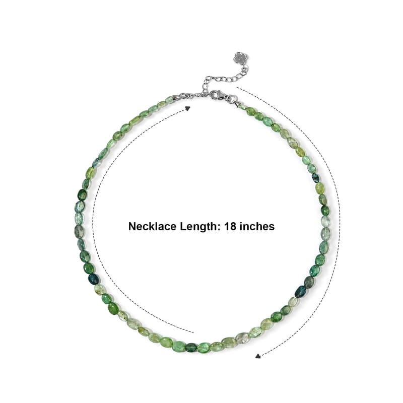D'Joy Premium Kornerupine 70.00 ctw Beaded Graduated Necklace (18-20 Inches) in Rhodium Over Sterling Silver