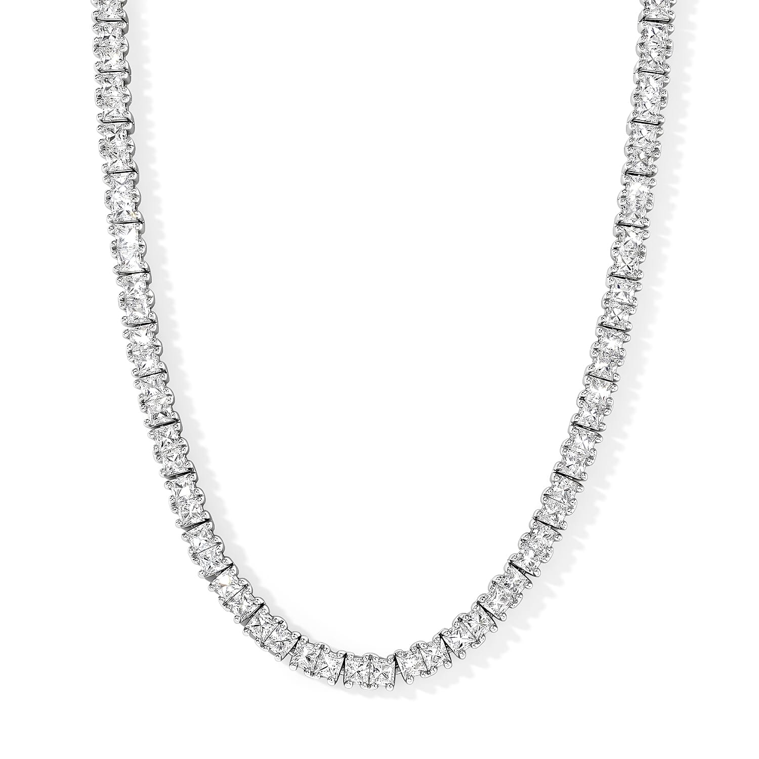 D'Joy Moissanite 13.30 ctw Line Necklace in Rhodium Over Sterling Silver 18 Inches