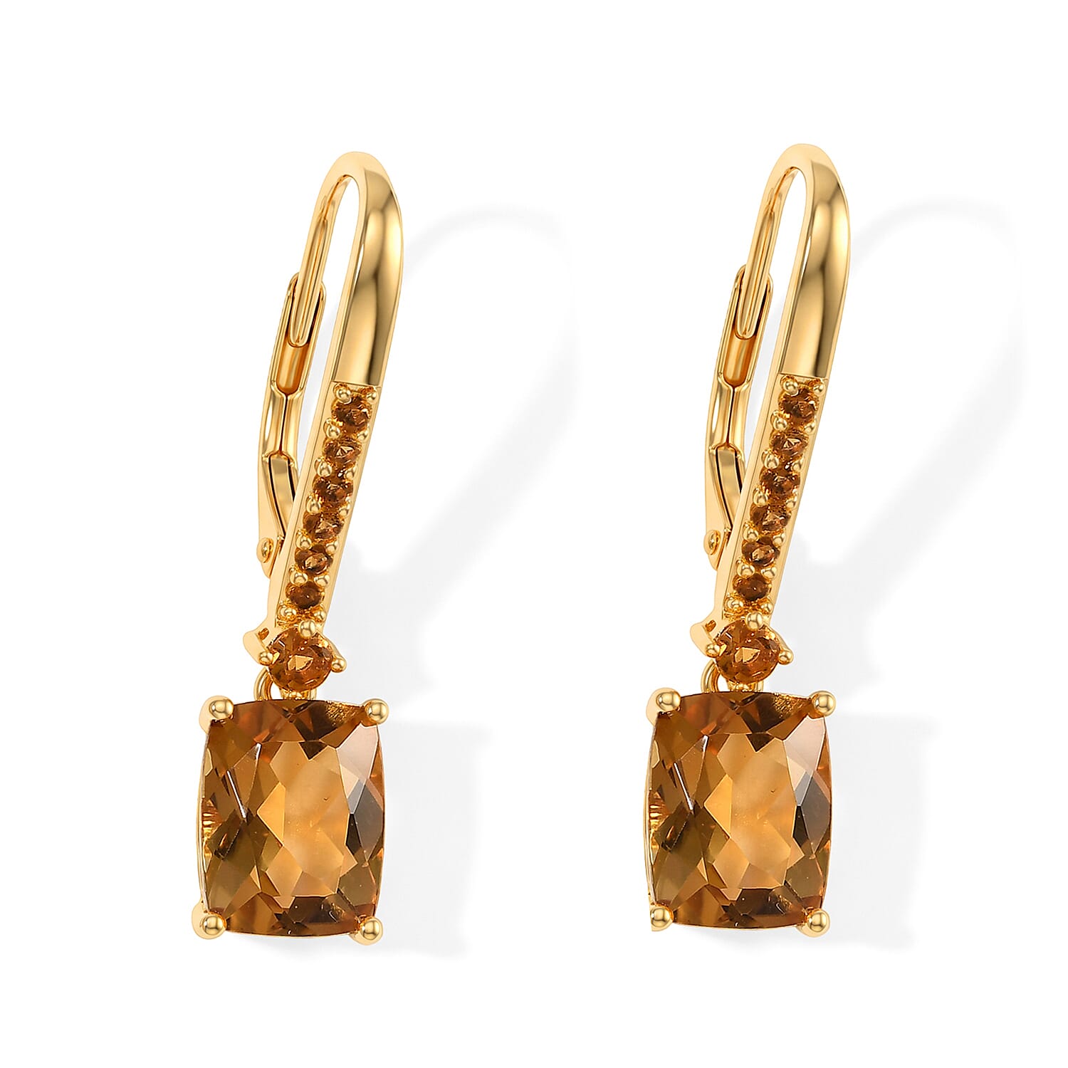 D'Joy Rachel Roy Premium Brazilian Citrine 4.85 ctw Dangling Earrings in 18K Vermeil Yellow Gold Over Sterling Silver