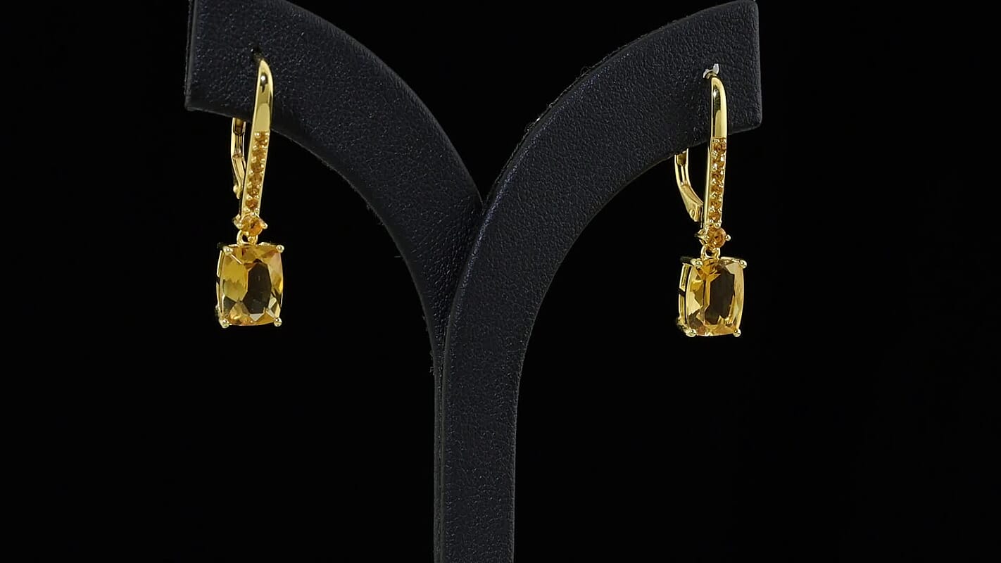 D''Joy Rachel Roy Premium Brazilian Citrine 4.85 ctw Dangling Earrings in 18K Vermeil Yellow Gold Over Sterling Silver