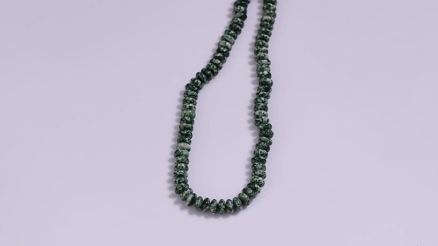 GCS Green Spot Agate Roundel 10mm Beaded Strand 338.00 ctw