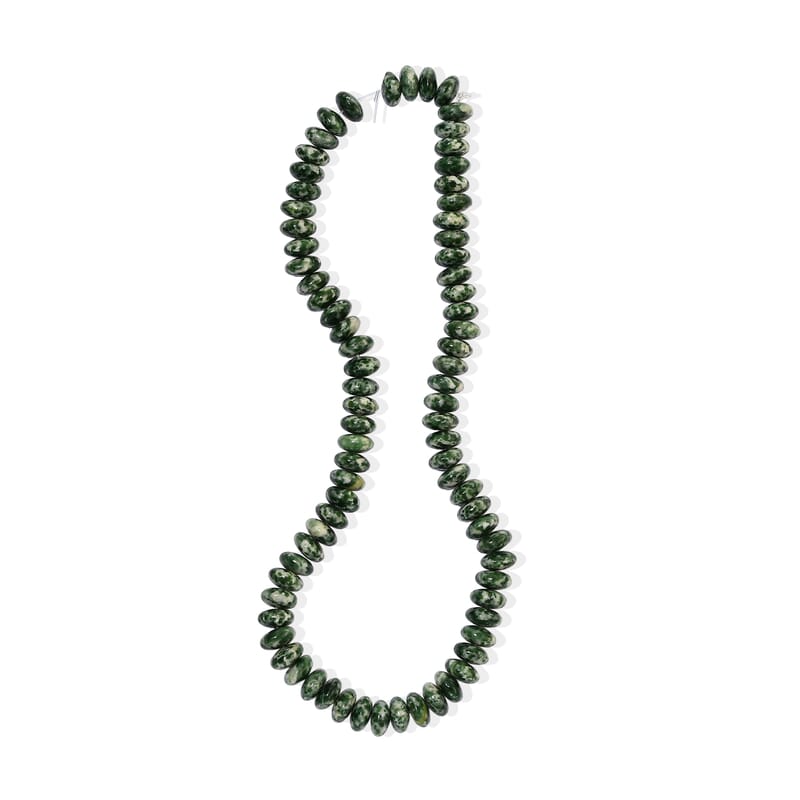 GCS Green Spot Agate Roundel 10mm Beaded Strand 338.00 ctw