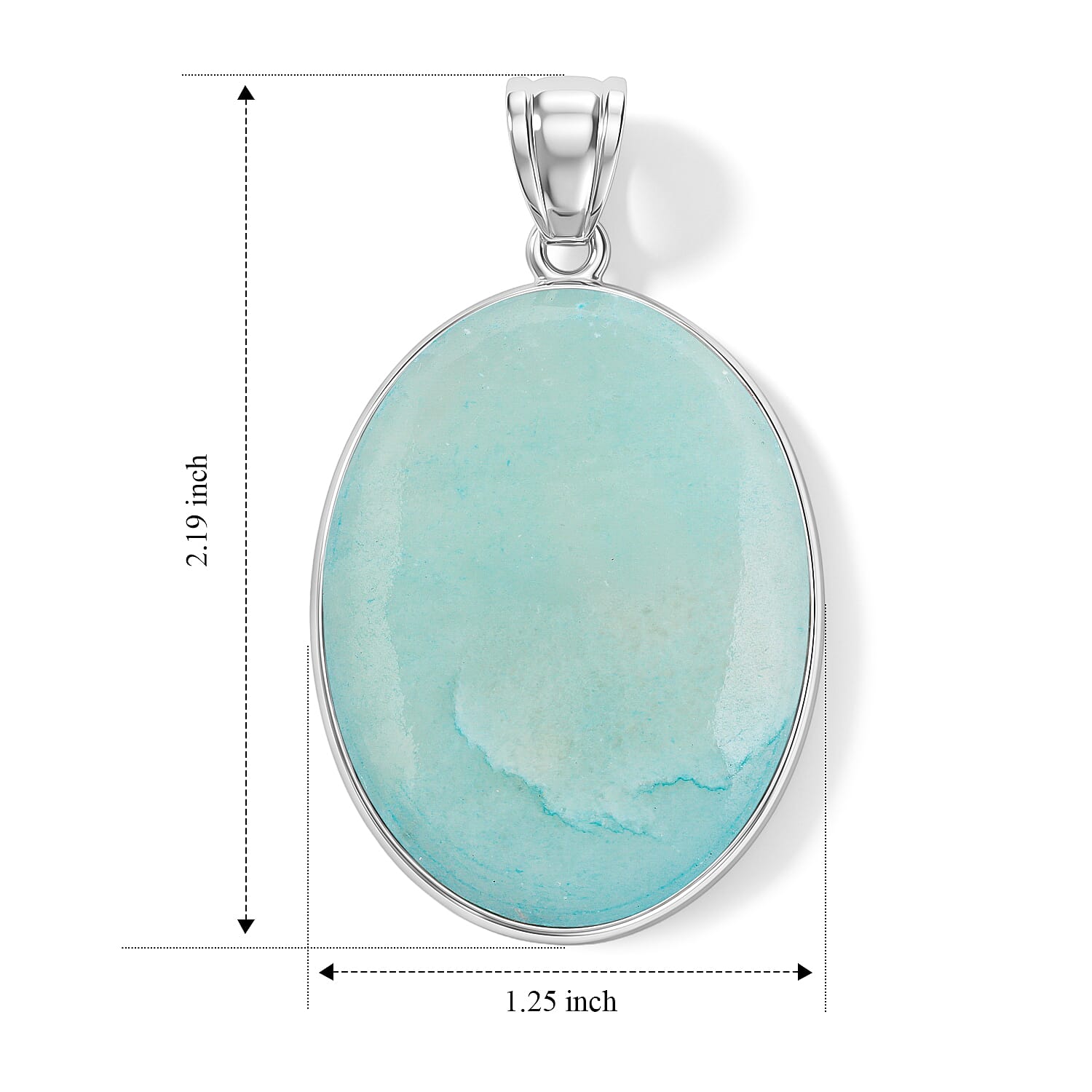 Amazonite 50.00 ctw Oval Pendant Without Chain in Silvertone
