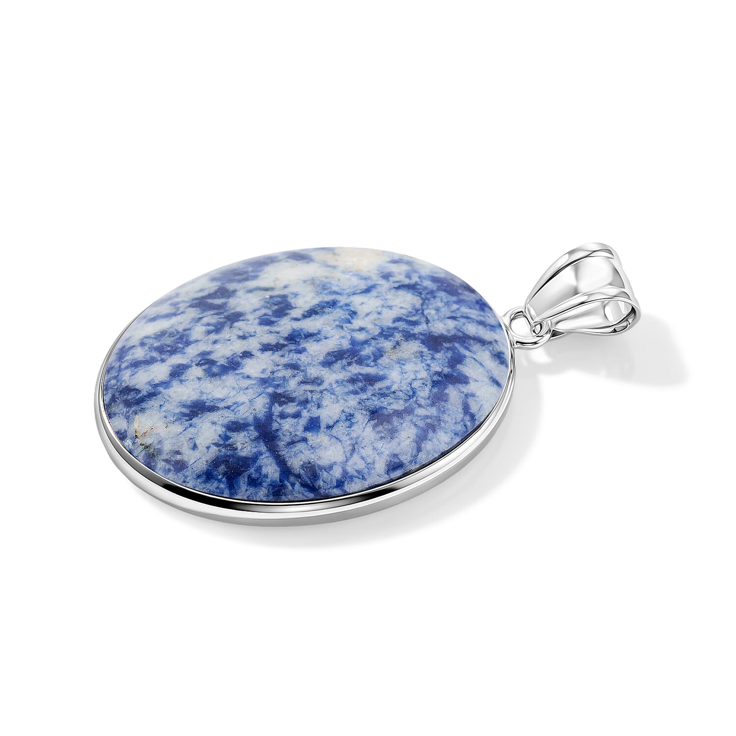Sodalite 50.00 ctw Oval Pendant Without Chain in Silvertone
