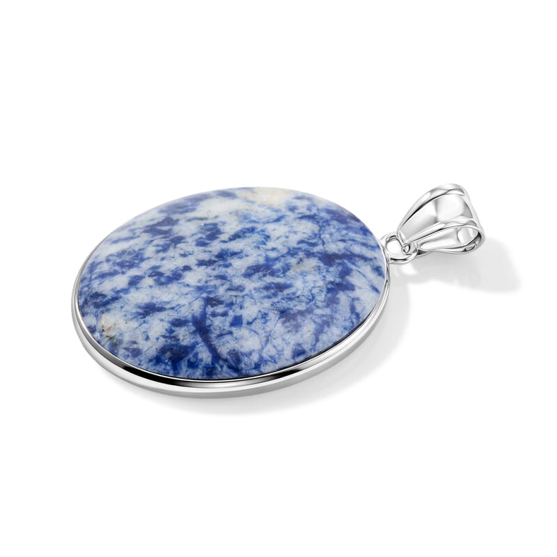 Sodalite 50.00 ctw Oval Pendant Without Chain in Silvertone