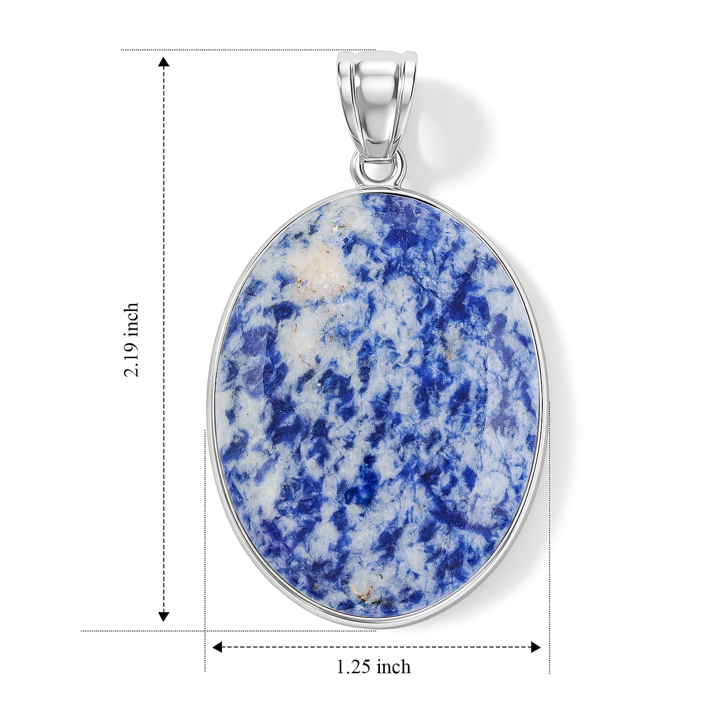 Sodalite 50.00 ctw Oval Pendant Without Chain in Silvertone