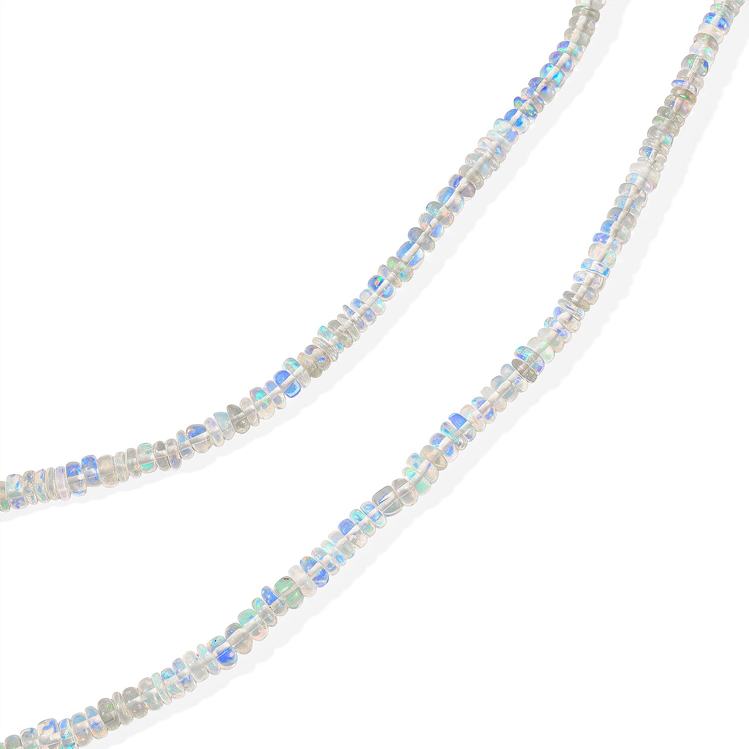 D'Joy Ethiopian Welo Opal 35.00 ctw Necklace in Rhodium Over Sterling Silver 18 Inches
