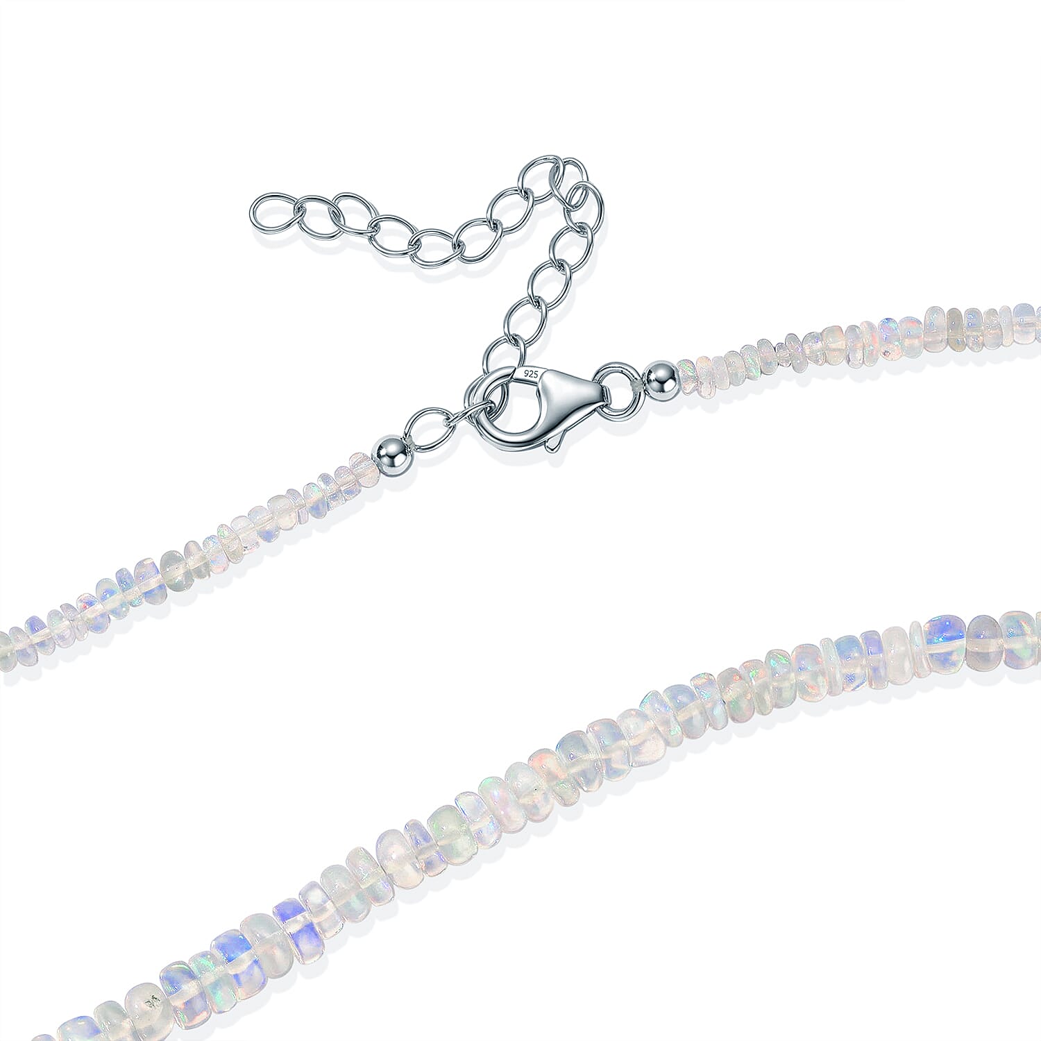 D'Joy Ethiopian Welo Opal 35.00 ctw Necklace in Rhodium Over Sterling Silver 18 Inches