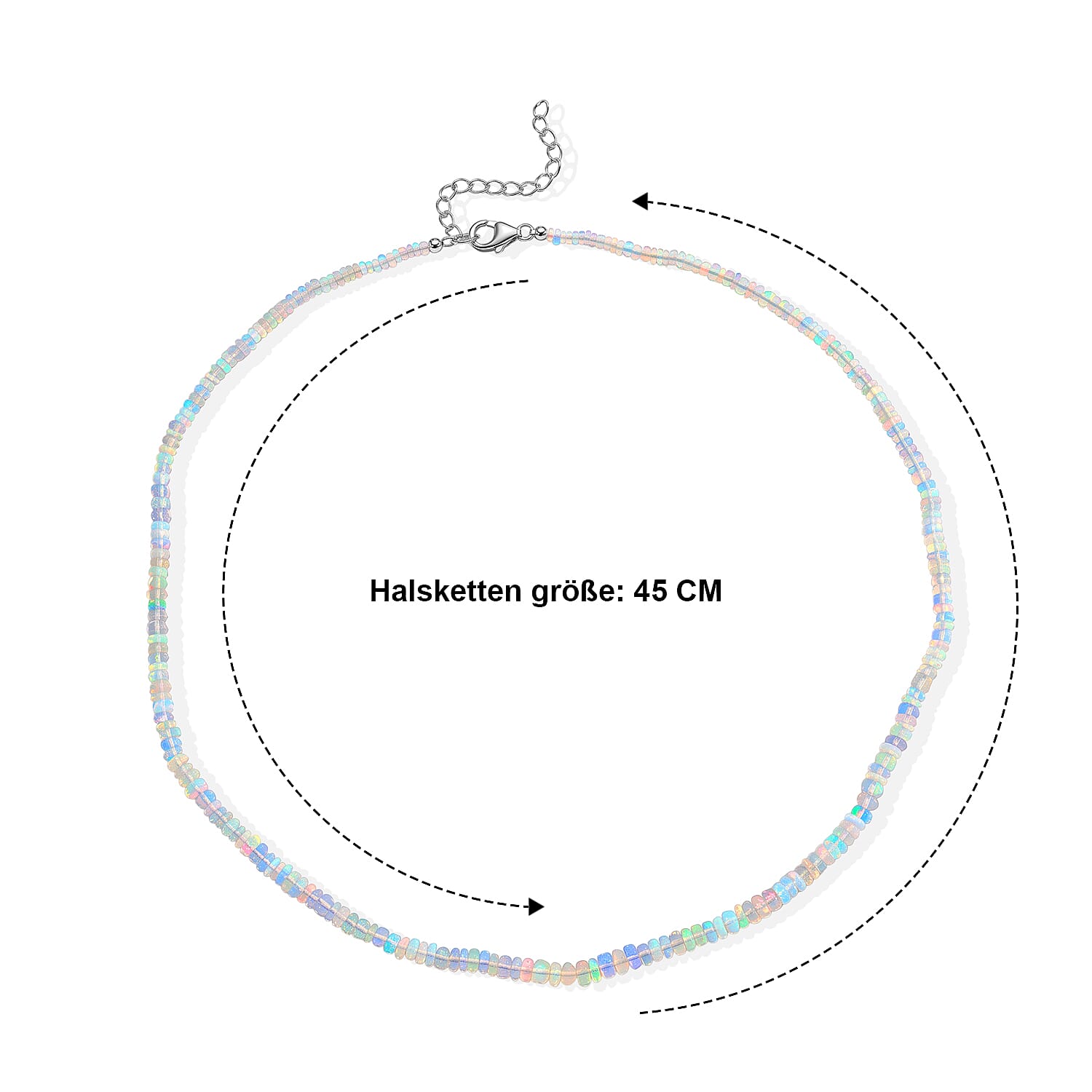 D'Joy Ethiopian Welo Opal 35.00 ctw Necklace in Rhodium Over Sterling Silver 18 Inches