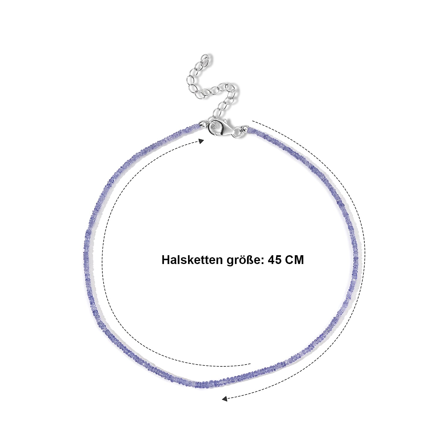 D'Joy Premium Tanzanite 48.40 ctw Necklace in Rhodium Over Sterling Silver 18 Inches