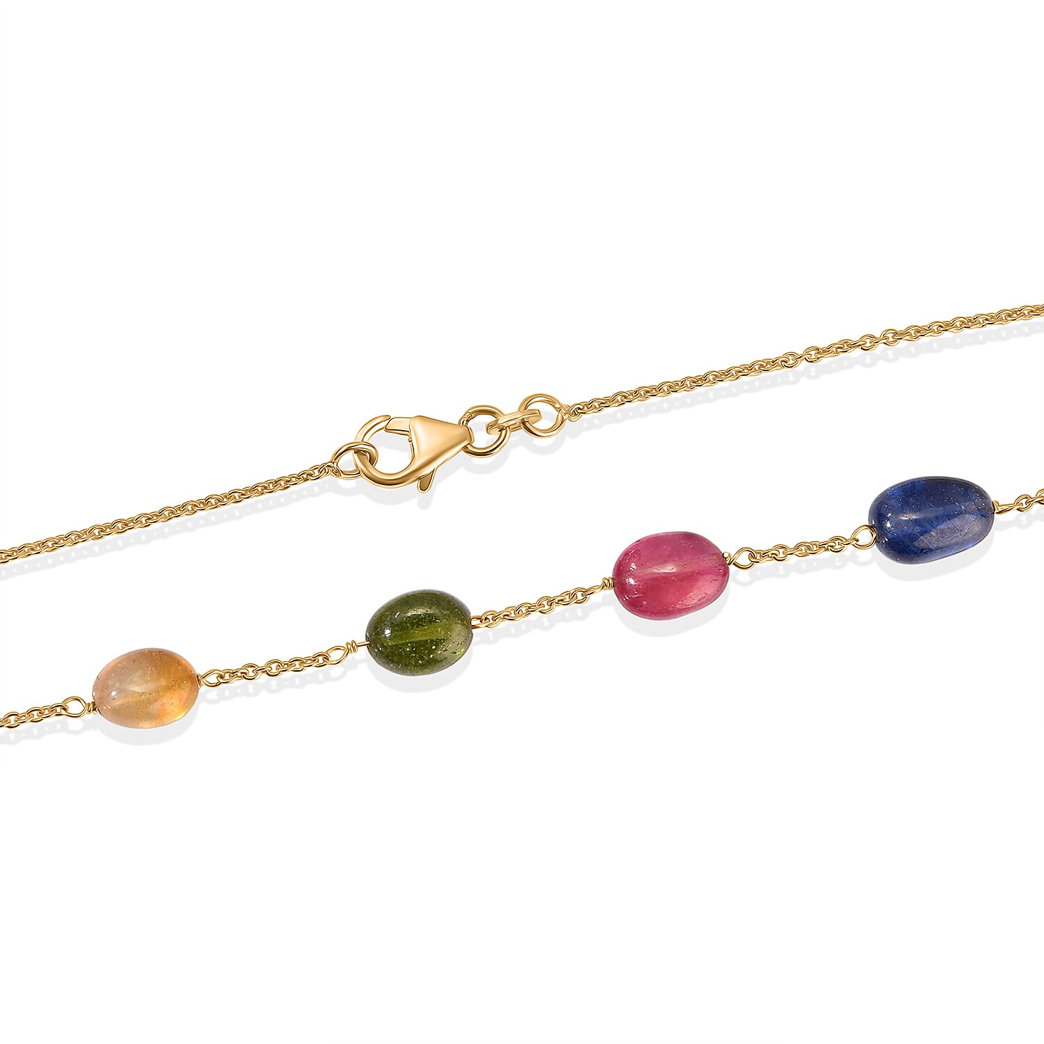 D'Joy Multi Sapphire 50.00 ctw Necklace in 18K Vermeil Yellow Gold Over Sterling Silver 22 Inches