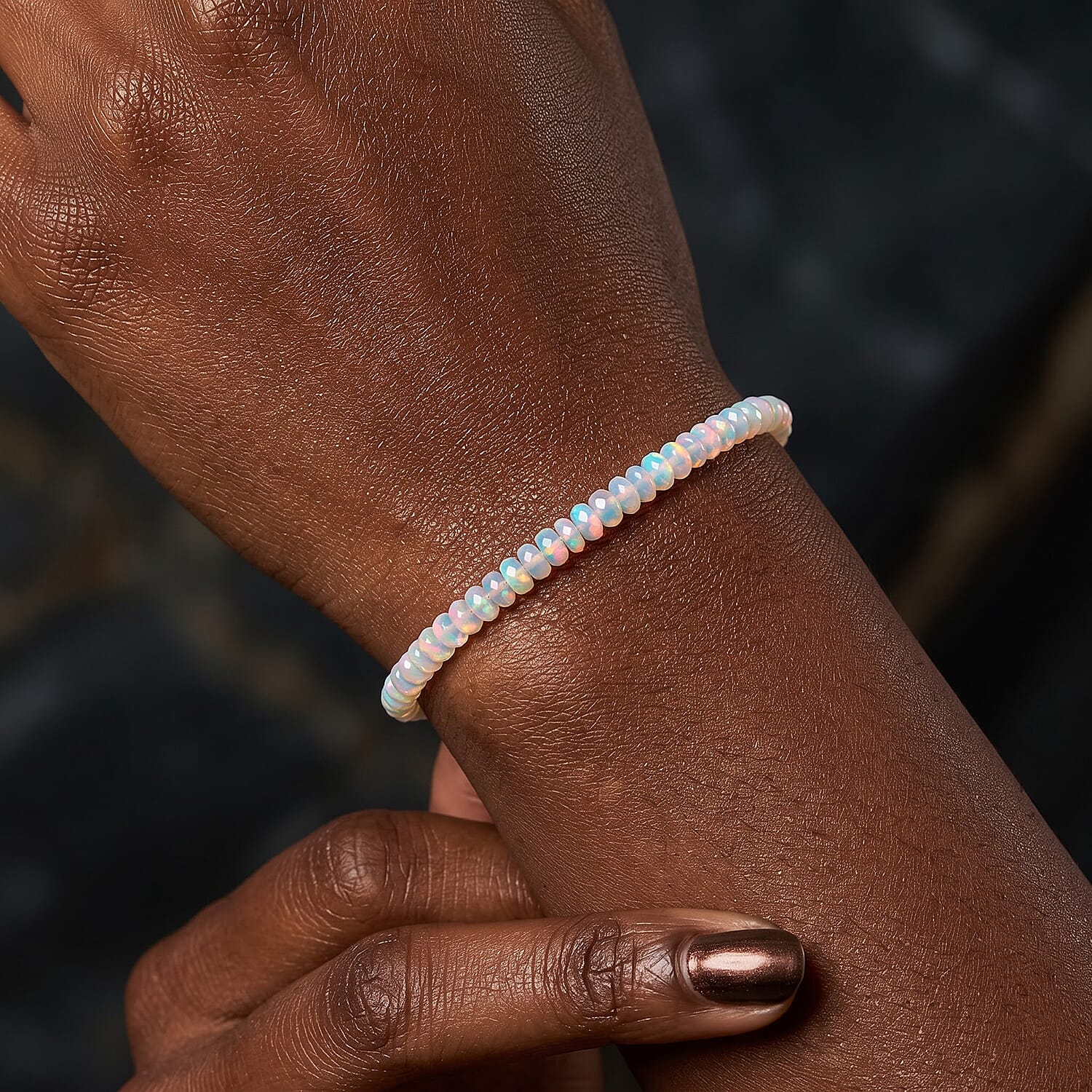 Doorbuster D'Joy Ethiopian Welo Opal Bracelet in Rhodium Over Sterling Silver (7.25-9.25In) 15.00 ctw