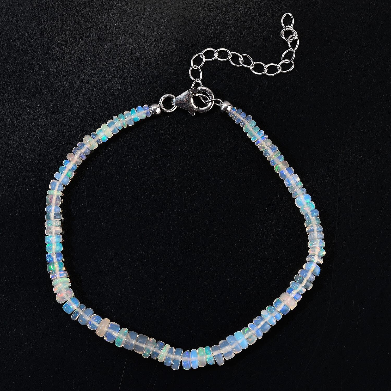Doorbuster D'Joy Ethiopian Welo Opal Bracelet in Rhodium Over Sterling Silver (7.25-9.25In) 15.00 ctw