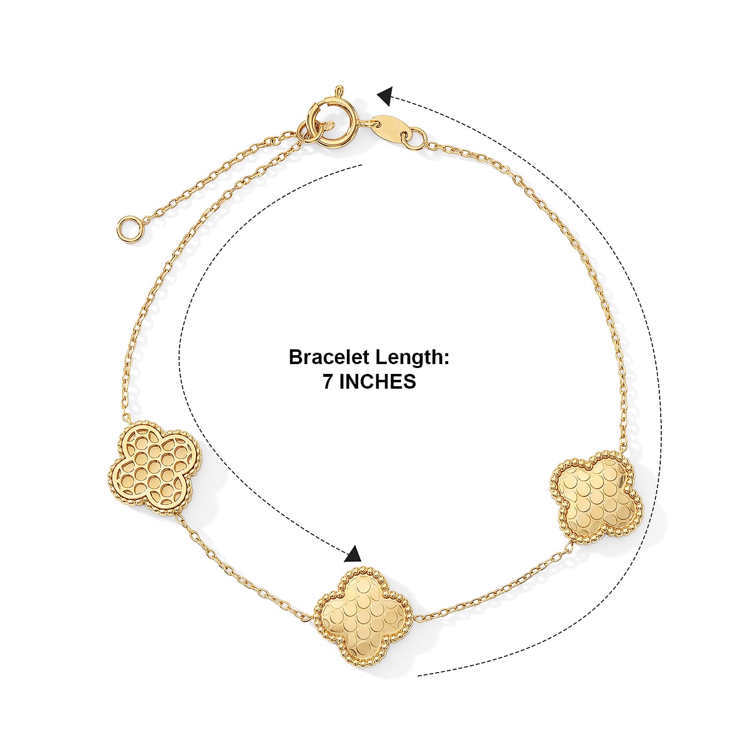Italian Golden Clover Honeycomb Chain Bracelet in 10K Yellow Gold (7-8In) 1.65 Grams