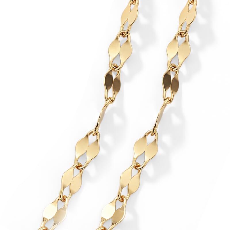 Italian Station Bead Chain Necklace in 10K Yellow Gold (18-20 Inches) 1 Grams