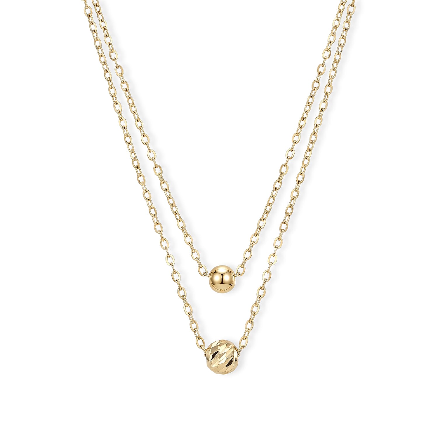 Italian Double Bead Rope Chain Necklace in 10K Yellow Gold (18-20 Inches) 2 Grams