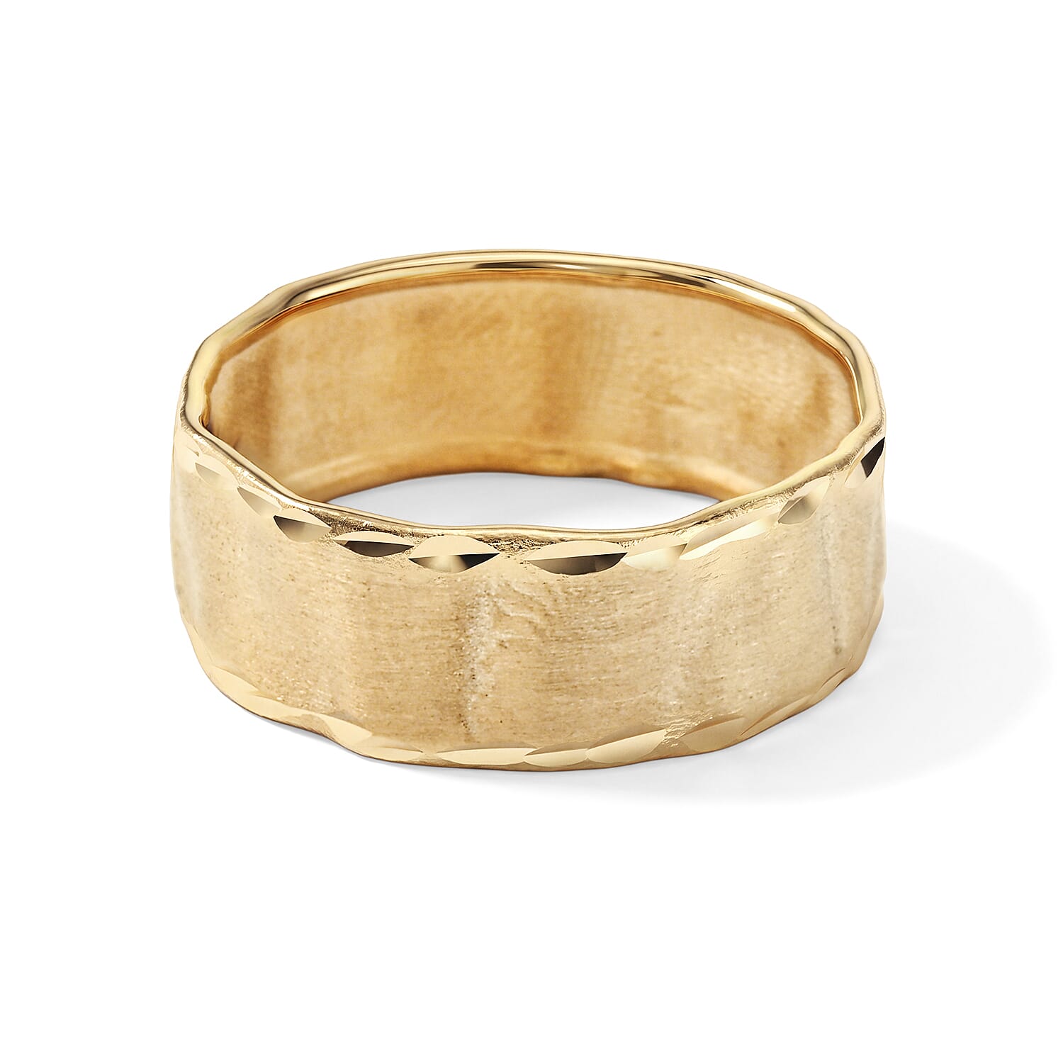 Italian Stained and Diamond-Cut Edges Ring in 10K Yellow Gold (Size 6.0) 2.50 Grams