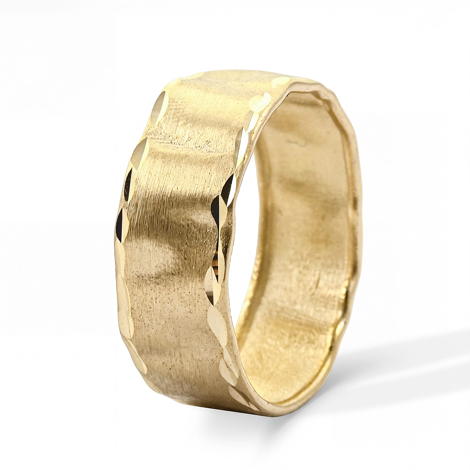 Italian Stained and Diamond-Cut Edges Ring in 10K Yellow Gold (Size 6.0) 2.50 Grams