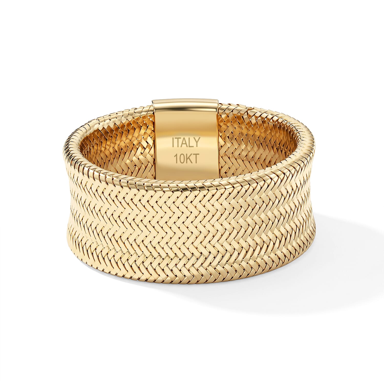 Italian 9.3MM Med Flex Stretch Ring in 10K Yellow Gold 0.85 Grams