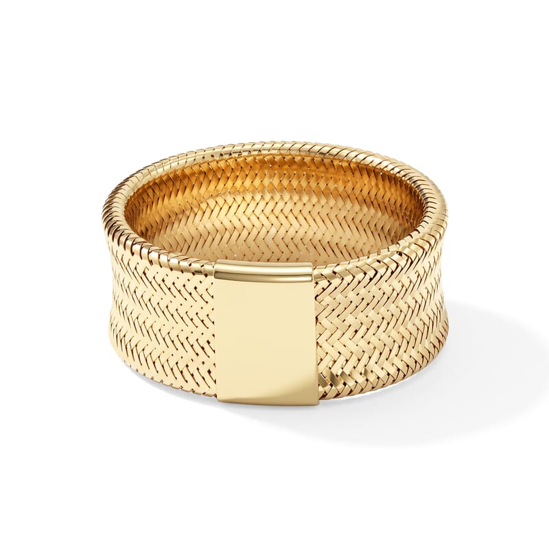 Italian 9.3MM Med Flex Stretch Ring in 10K Yellow Gold 0.85 Grams