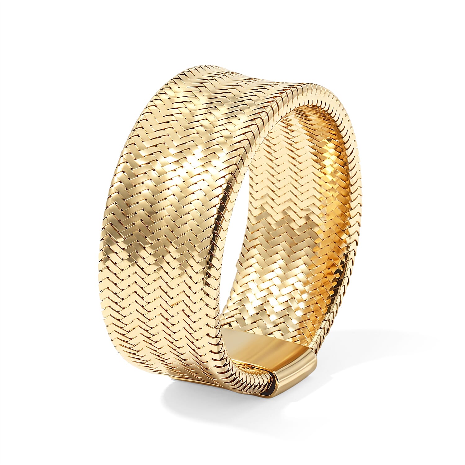 Italian 9.3MM Large Flex Stretch Ring in 10K Yellow Gold 0.95 Grams