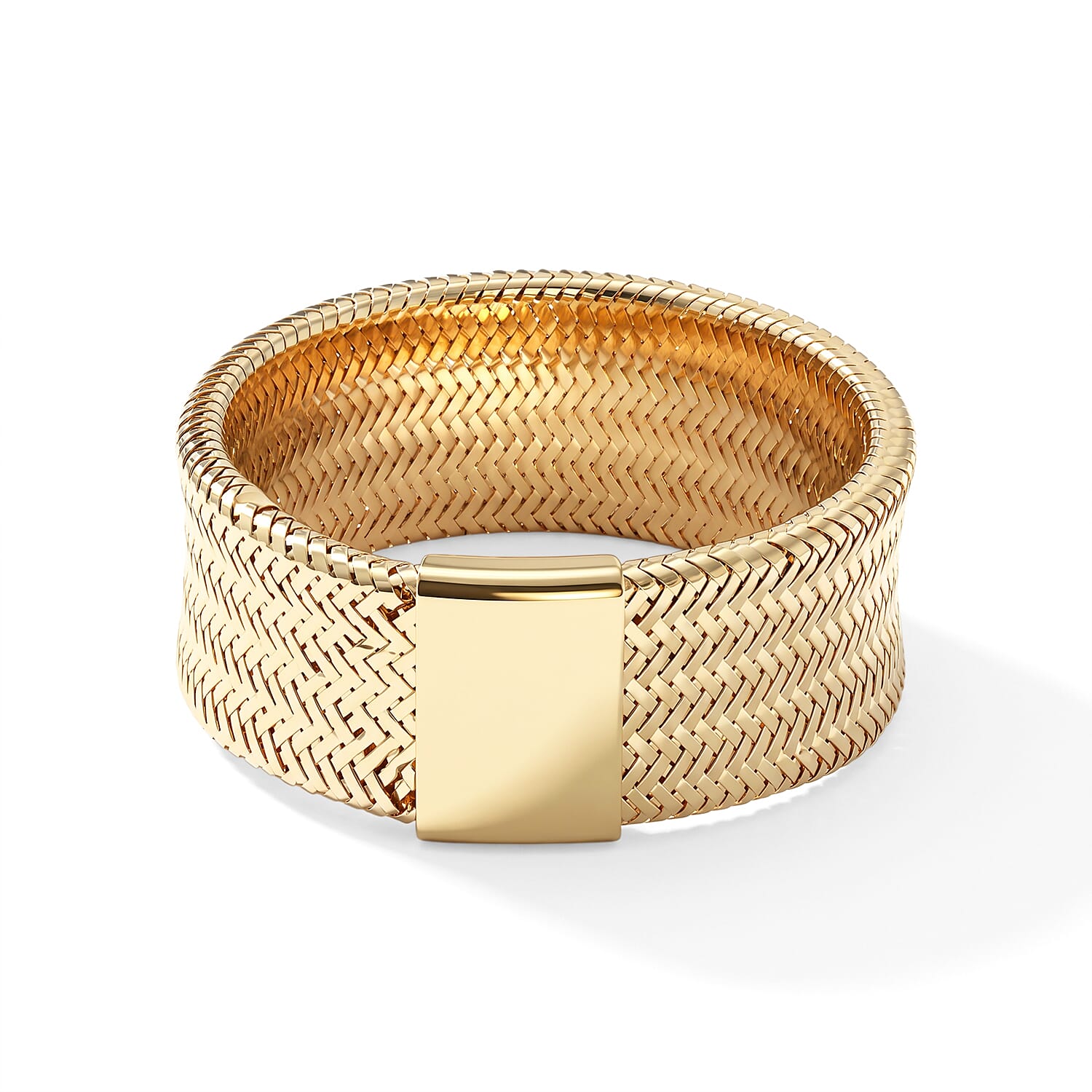 Italian 9.3MM Large Flex Stretch Ring in 10K Yellow Gold 0.95 Grams