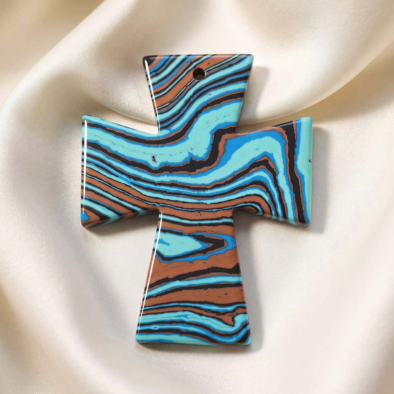 Rainbow Calsilica Cross Pendant without Chain 60.00 ctw