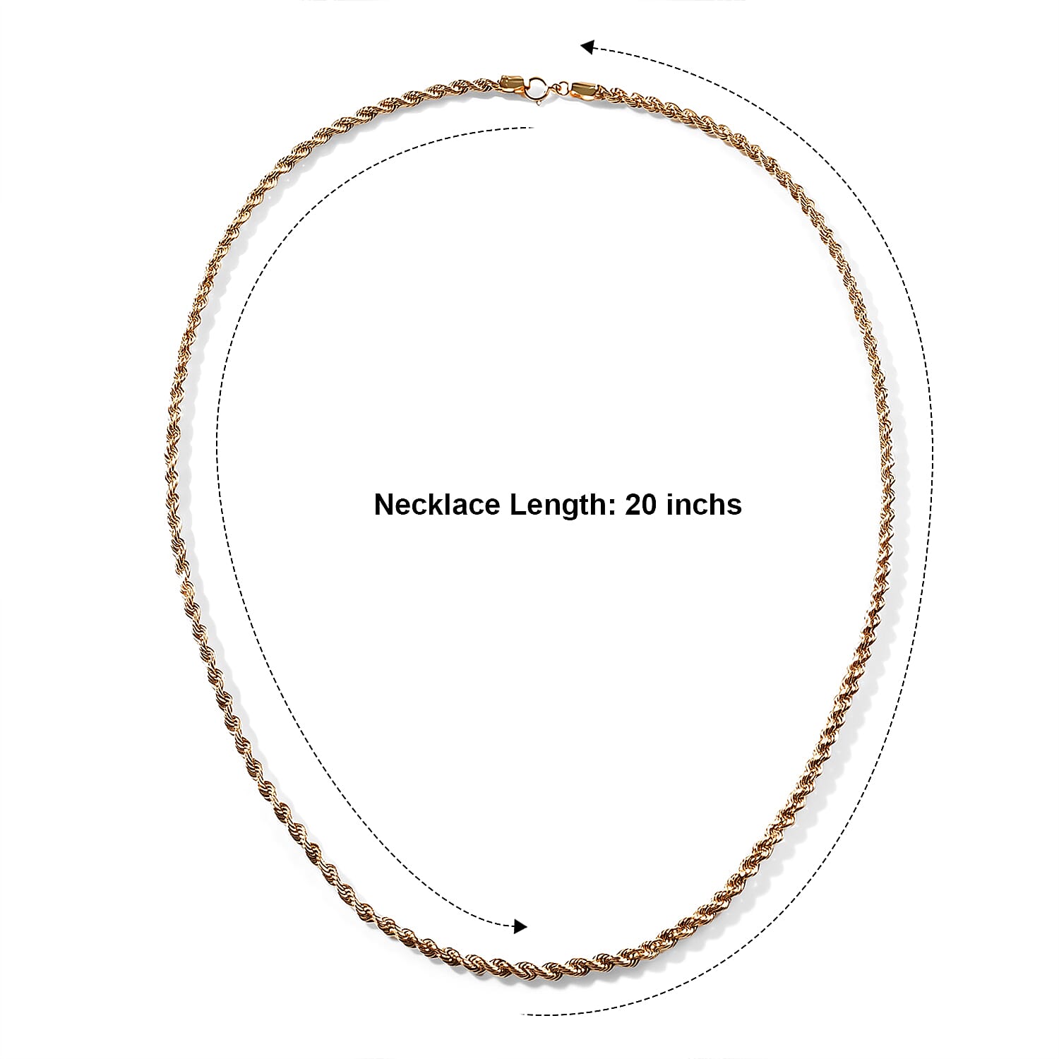 Luxoro Rope Chain Necklace in 14K Yellow Gold 3.40 Grams 20 Inches