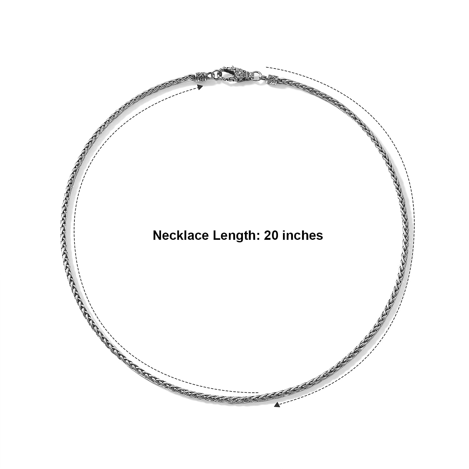 D'Joy Bali Legacy 2.5mm Padian Chain Necklace in Sterling Silver 17.10 Grams 20 Inches