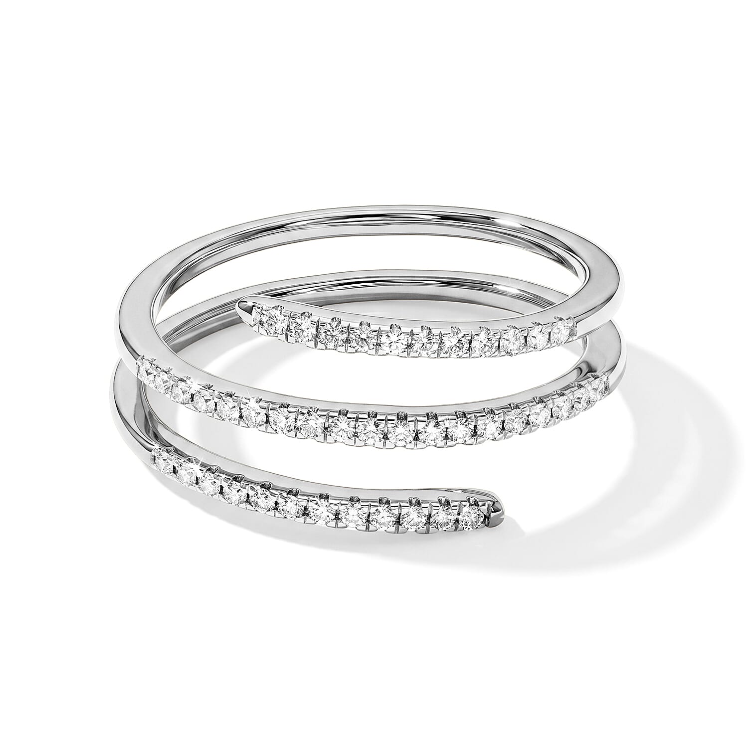 Luxuriant Lab Grown Diamond G-H SI 0.25 ctw Spiral Ring in Rhodium Over Sterling Silver (Size 5.0)