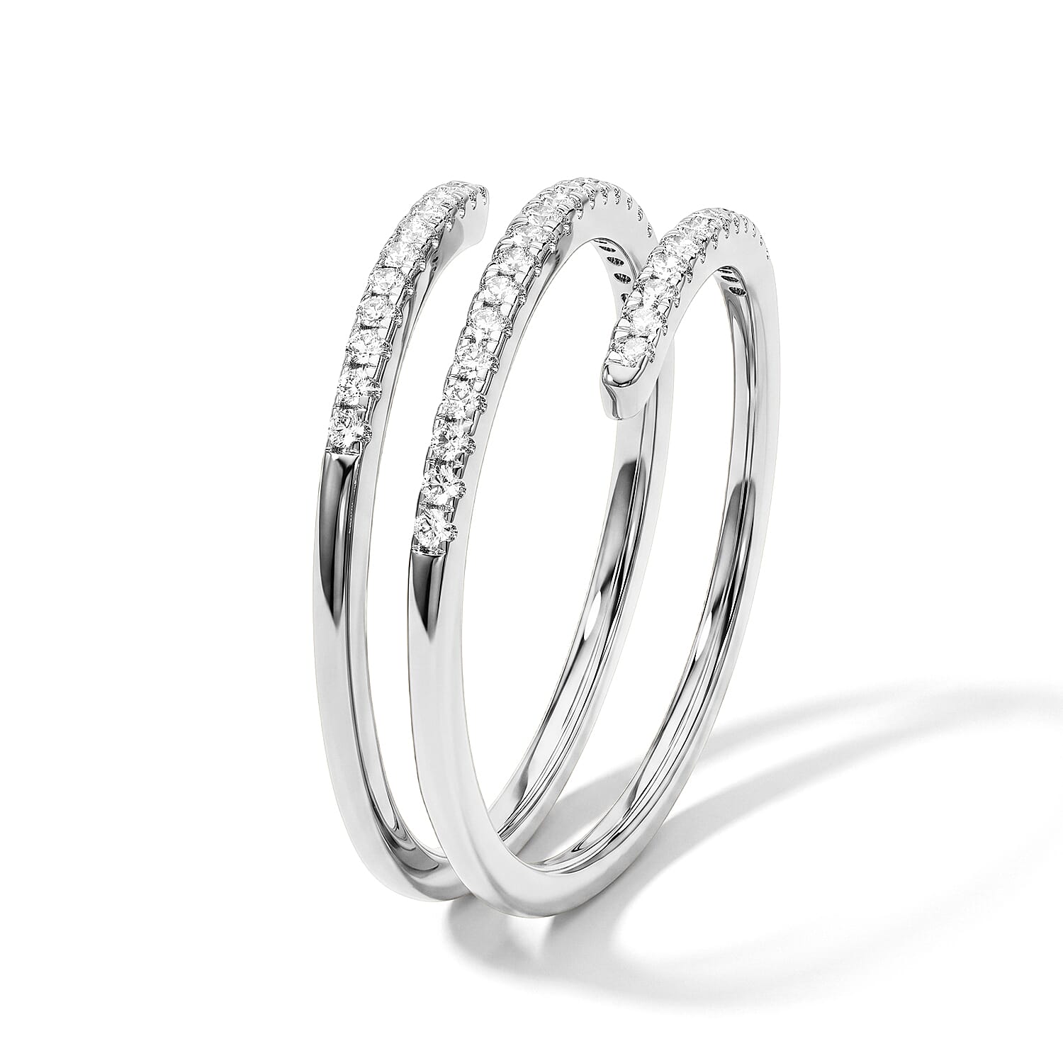Luxuriant Lab Grown Diamond G-H SI 0.25 ctw Spiral Ring in Rhodium Over Sterling Silver (Size 5.0)