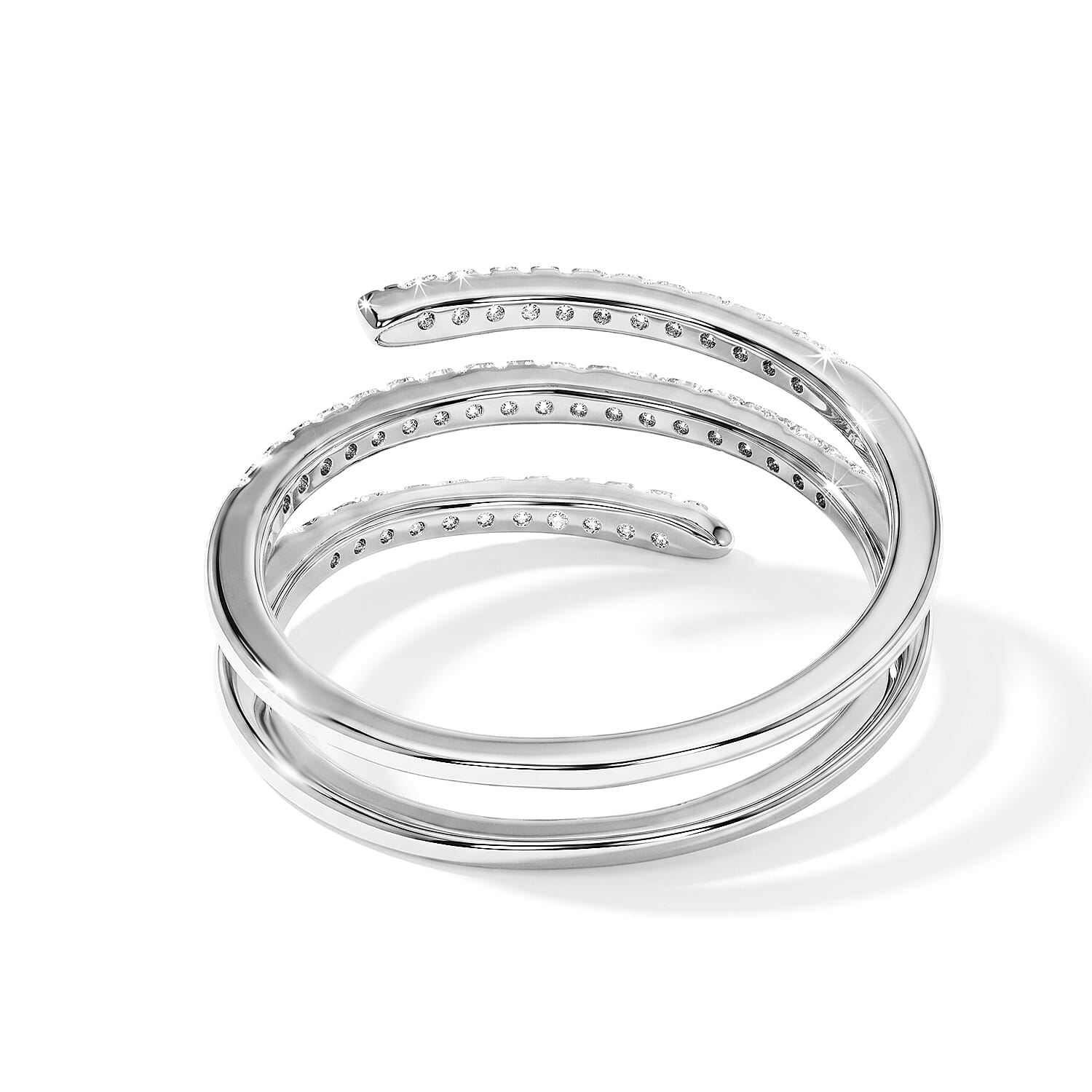 Luxuriant Lab Grown Diamond G-H SI 0.25 ctw Spiral Ring in Rhodium Over Sterling Silver (Size 5.0)