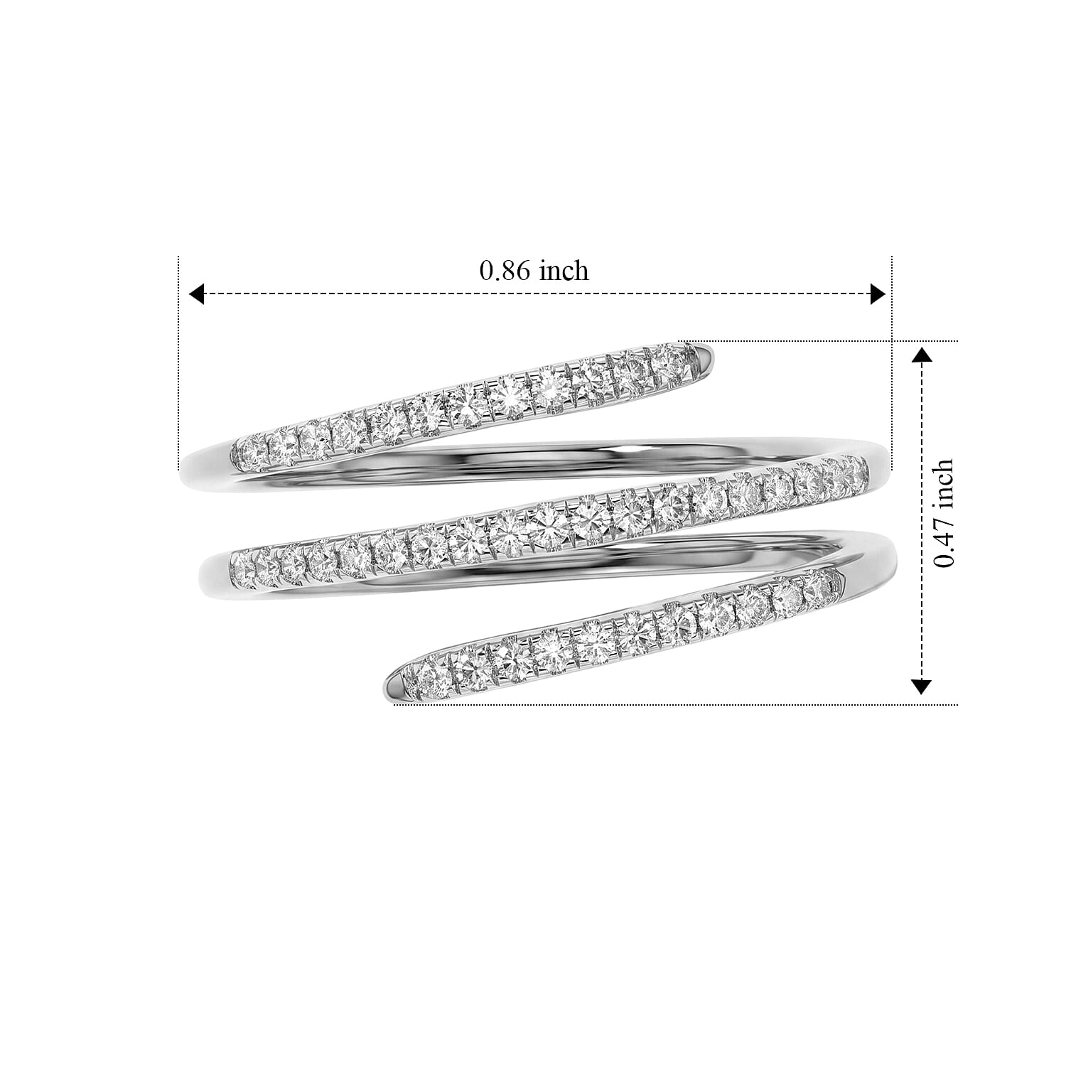 Luxuriant Lab Grown Diamond G-H SI 0.25 ctw Spiral Ring in Rhodium Over Sterling Silver (Size 5.0)