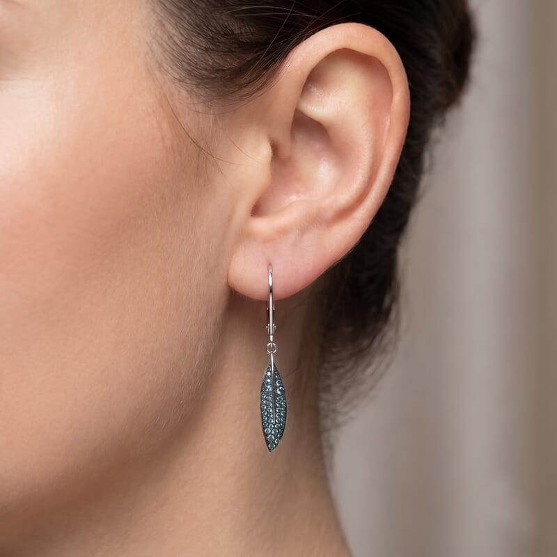 Luxuriant Lab Grown Green Diamond (IR) SI 0.50 ctw Leaf Drop Earrings in Rhodium Over Sterling Silver