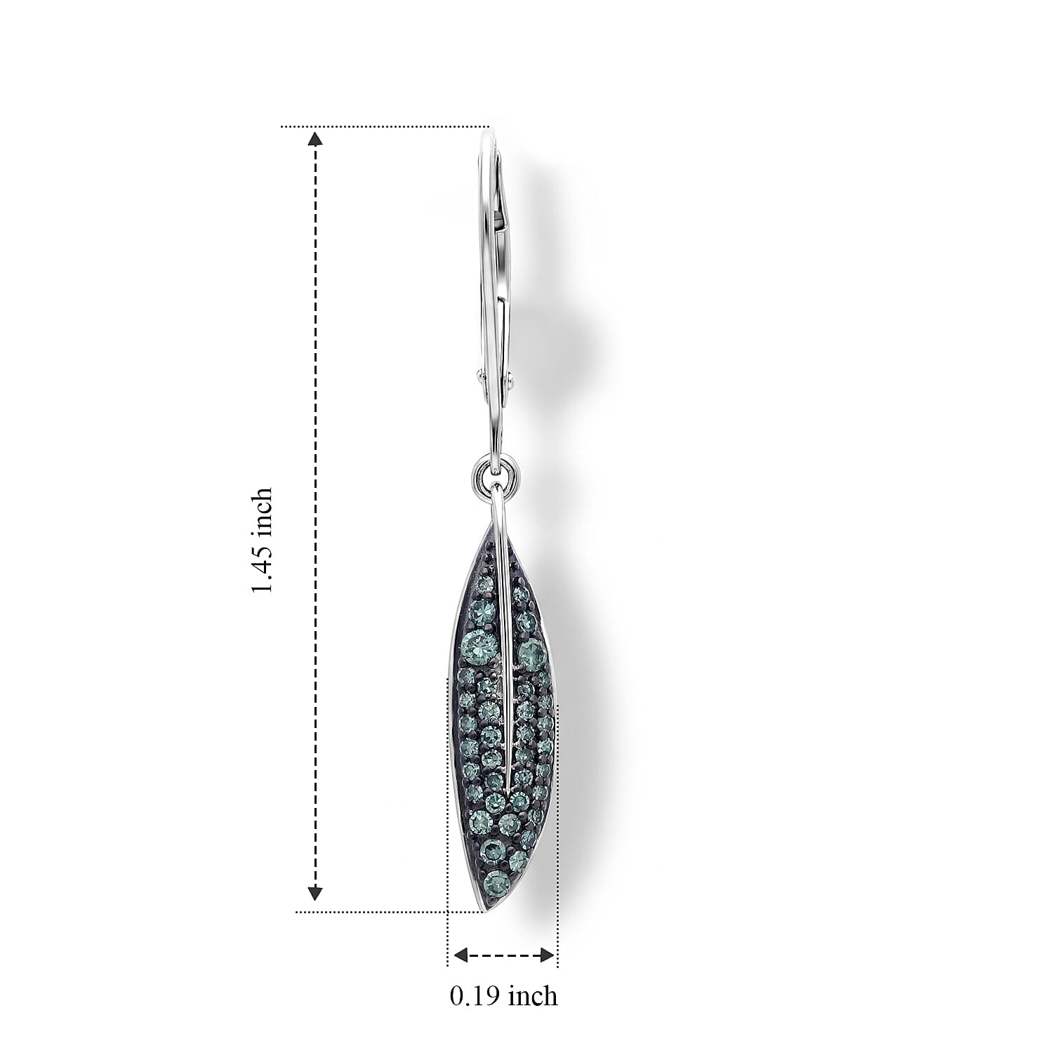 Luxuriant Lab Grown Green Diamond (IR) SI 0.50 ctw Leaf Drop Earrings in Rhodium Over Sterling Silver