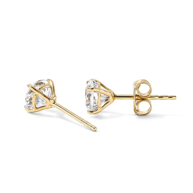 161 Facets White Topaz 2.35 ctw Solitaire Stud Earrings in 10K Yellow Gold