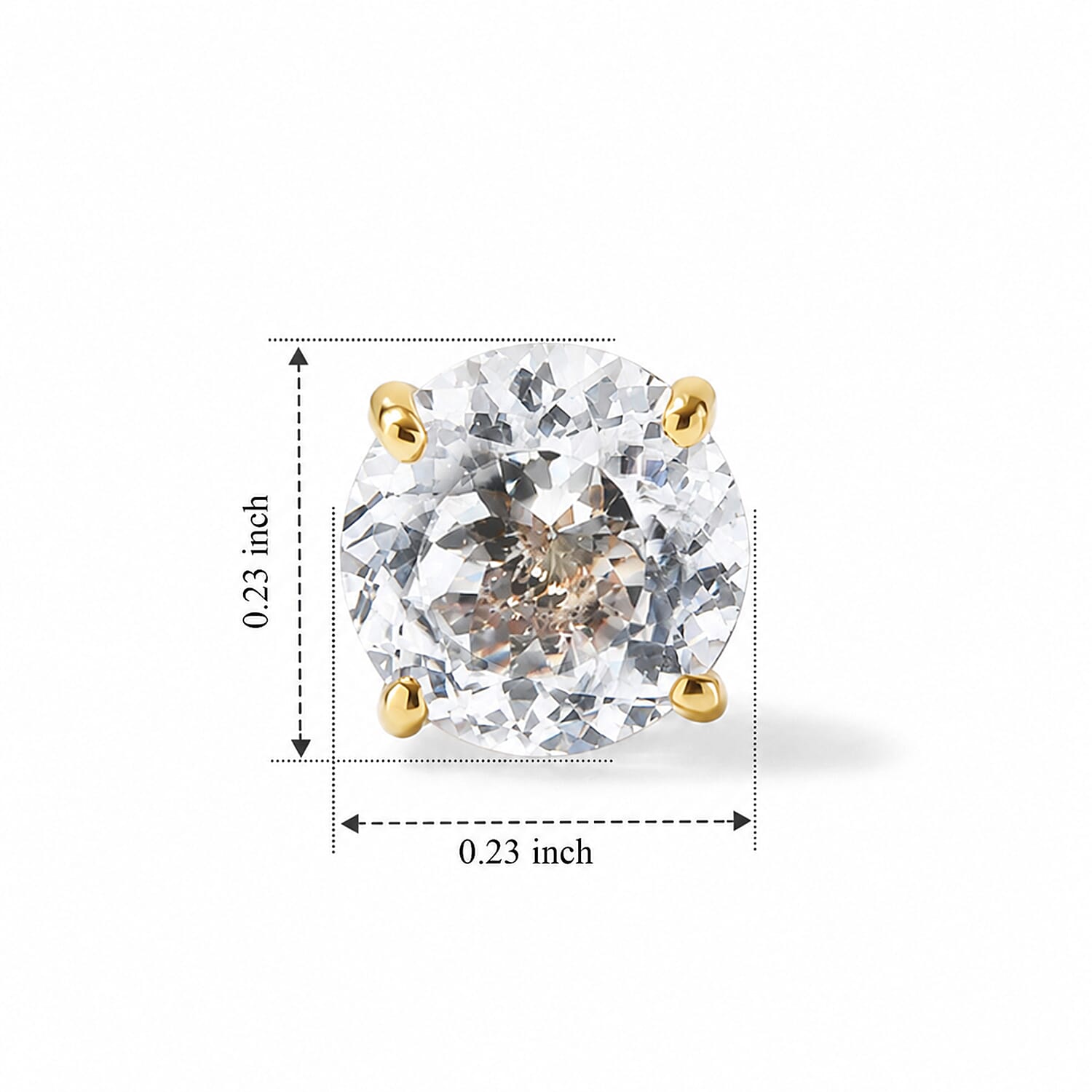 161 Facets White Topaz 2.35 ctw Solitaire Stud Earrings in 10K Yellow Gold