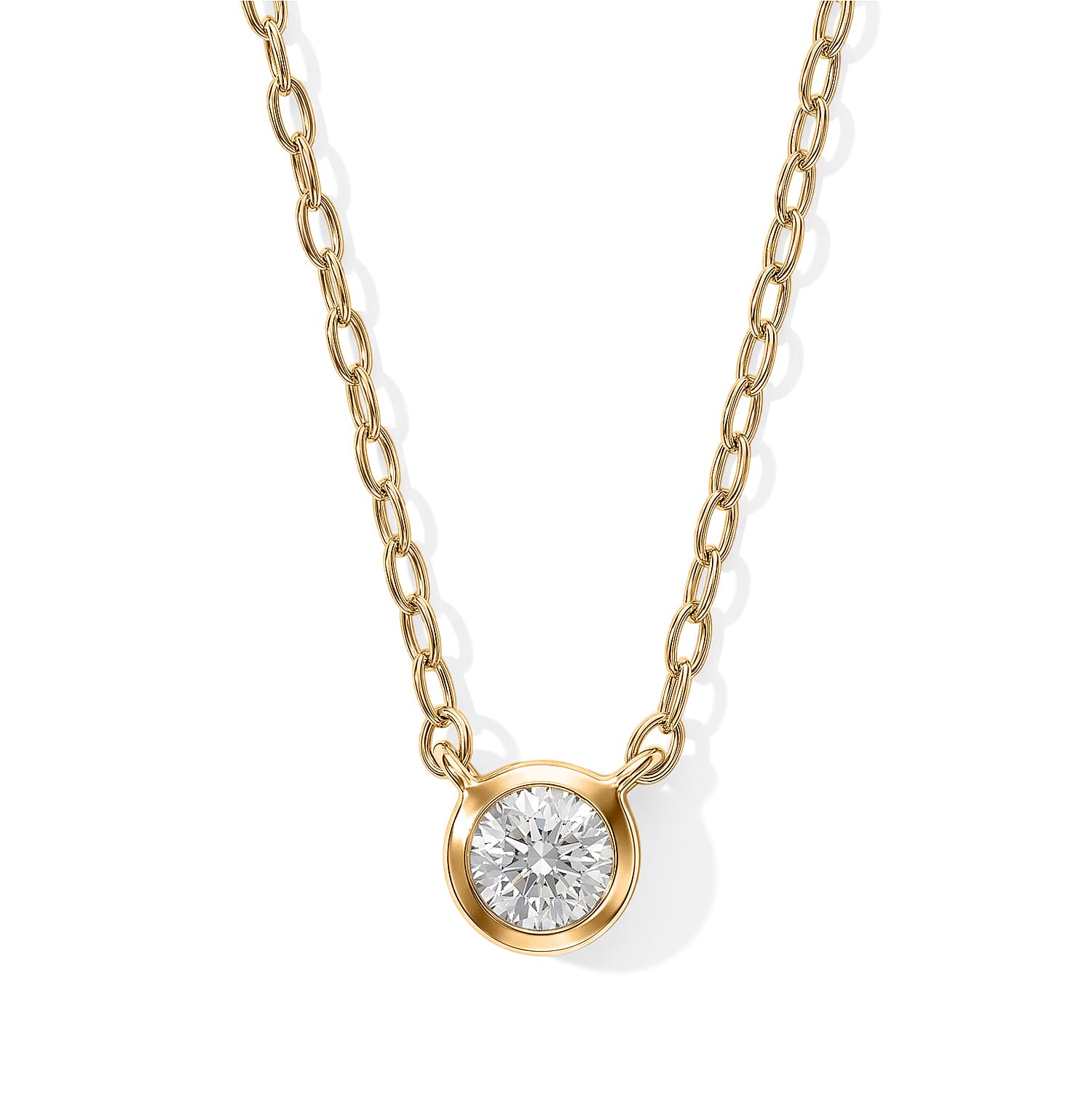 Luxuriant Lab Grown Diamond E-F VS 0.10 ctw Bezel Necklace in 14K Yellow Gold 18 Inches