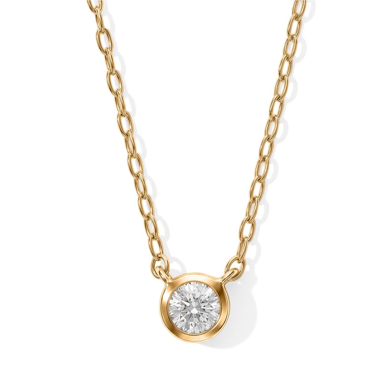 Luxuriant Lab Grown Diamond E-F VS 0.10 ctw Bezel Necklace in 14K Yellow Gold 18 Inches