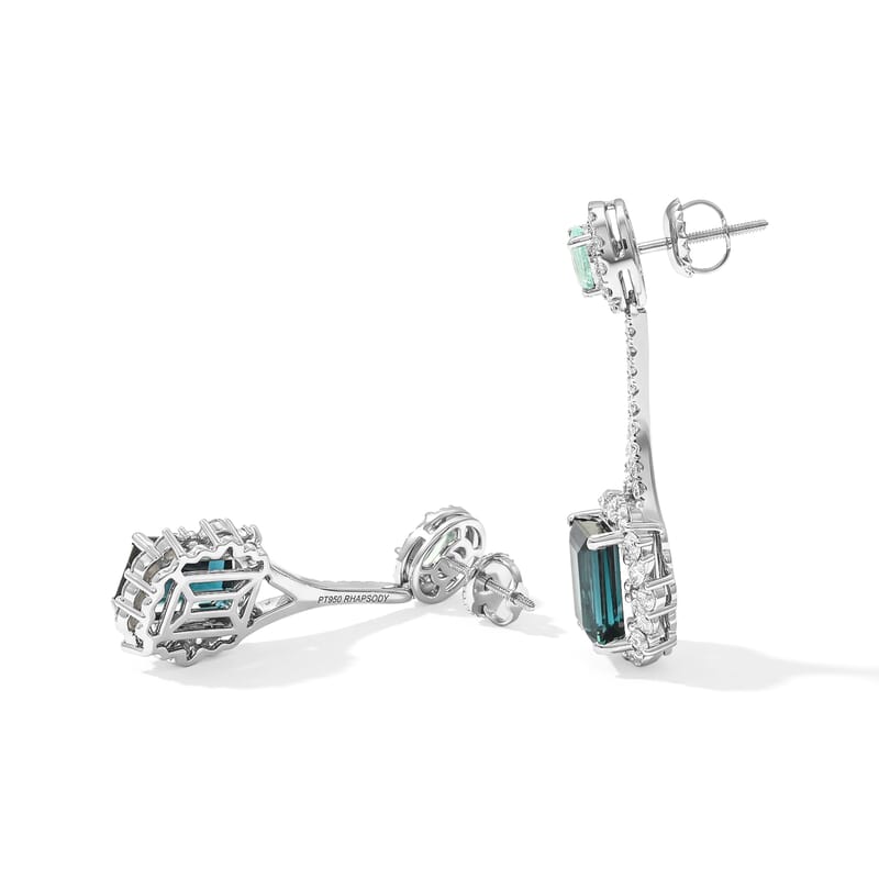 Rhapsody 950 Platinum AAAA Monte Belo Indicolite, Paraiba Tourmaline and Diamond (E-F, VS) 5.50ctw
