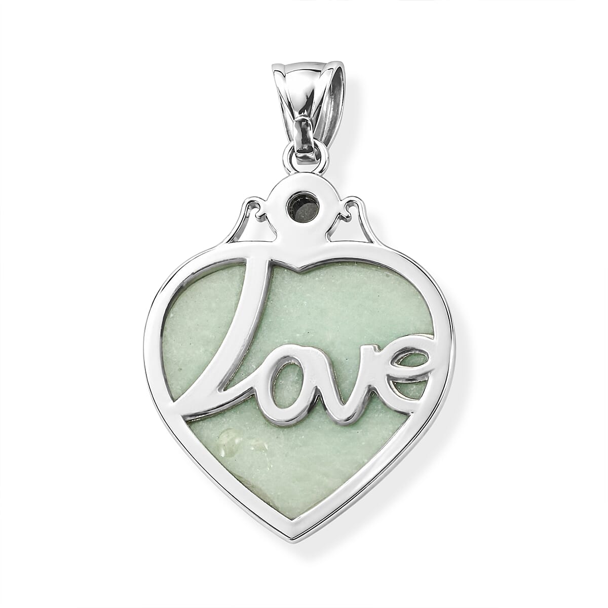Amazonite and Multi Gemstone 34.00 ctw Love Heart Pendant without Chain in Silvertone