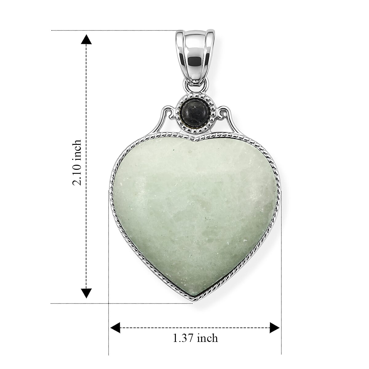 Amazonite and Multi Gemstone 34.00 ctw Love Heart Pendant without Chain in Silvertone