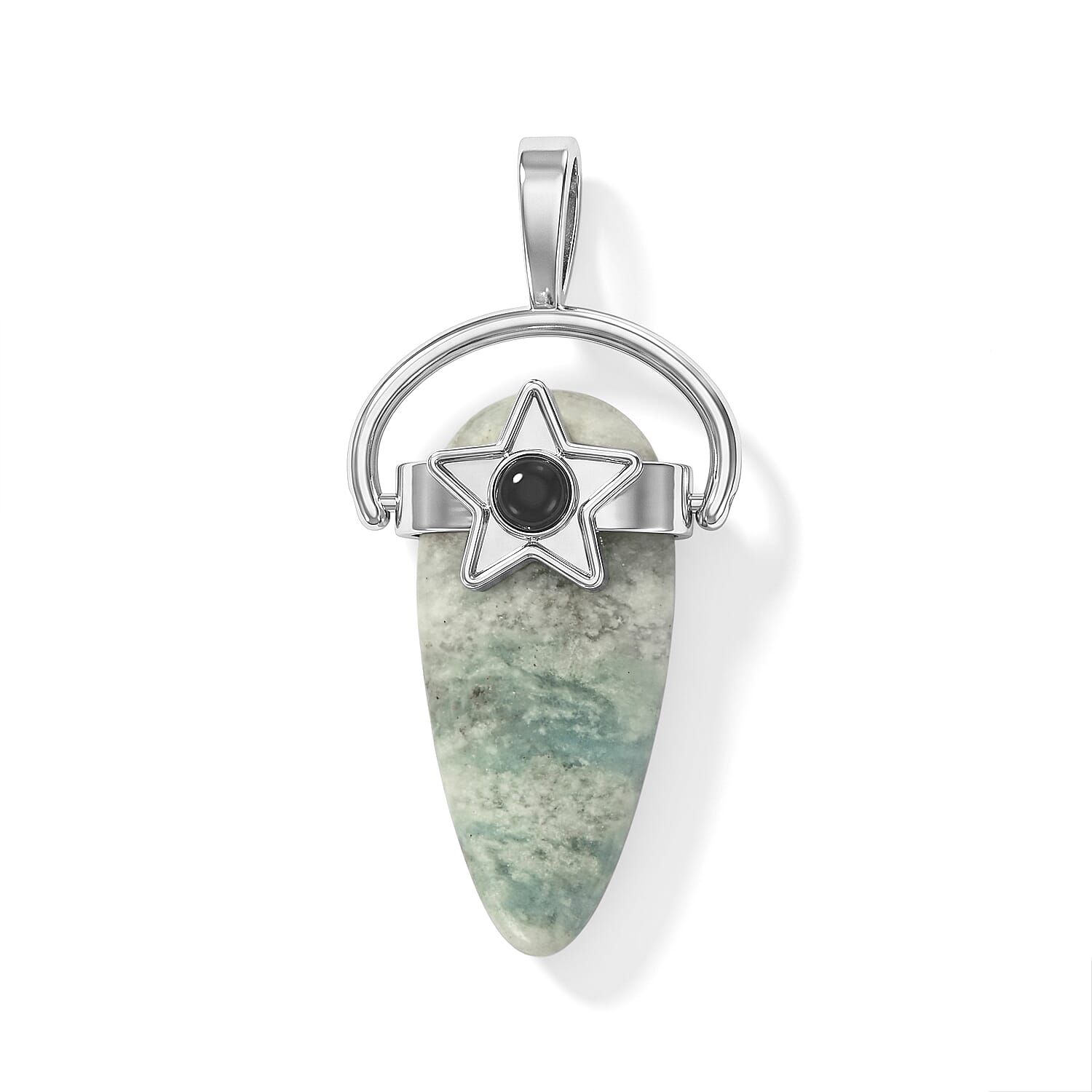 Dyed Amazonite and Black Agate 15.00 ctw Pendant without Chain in Silvertone