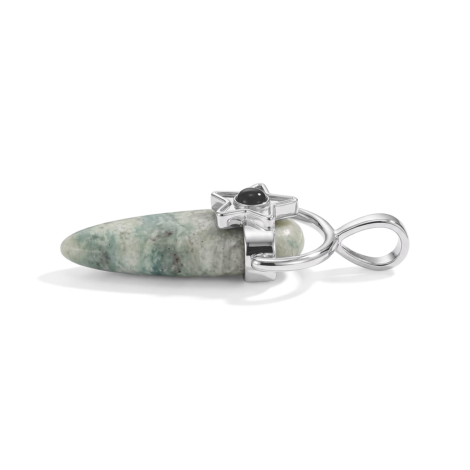 Dyed Amazonite and Black Agate 15.00 ctw Pendant without Chain in Silvertone