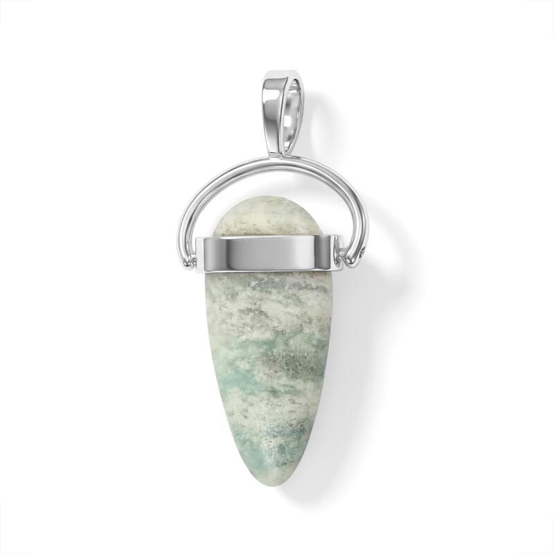 Dyed Amazonite and Black Agate 15.00 ctw Pendant without Chain in Silvertone
