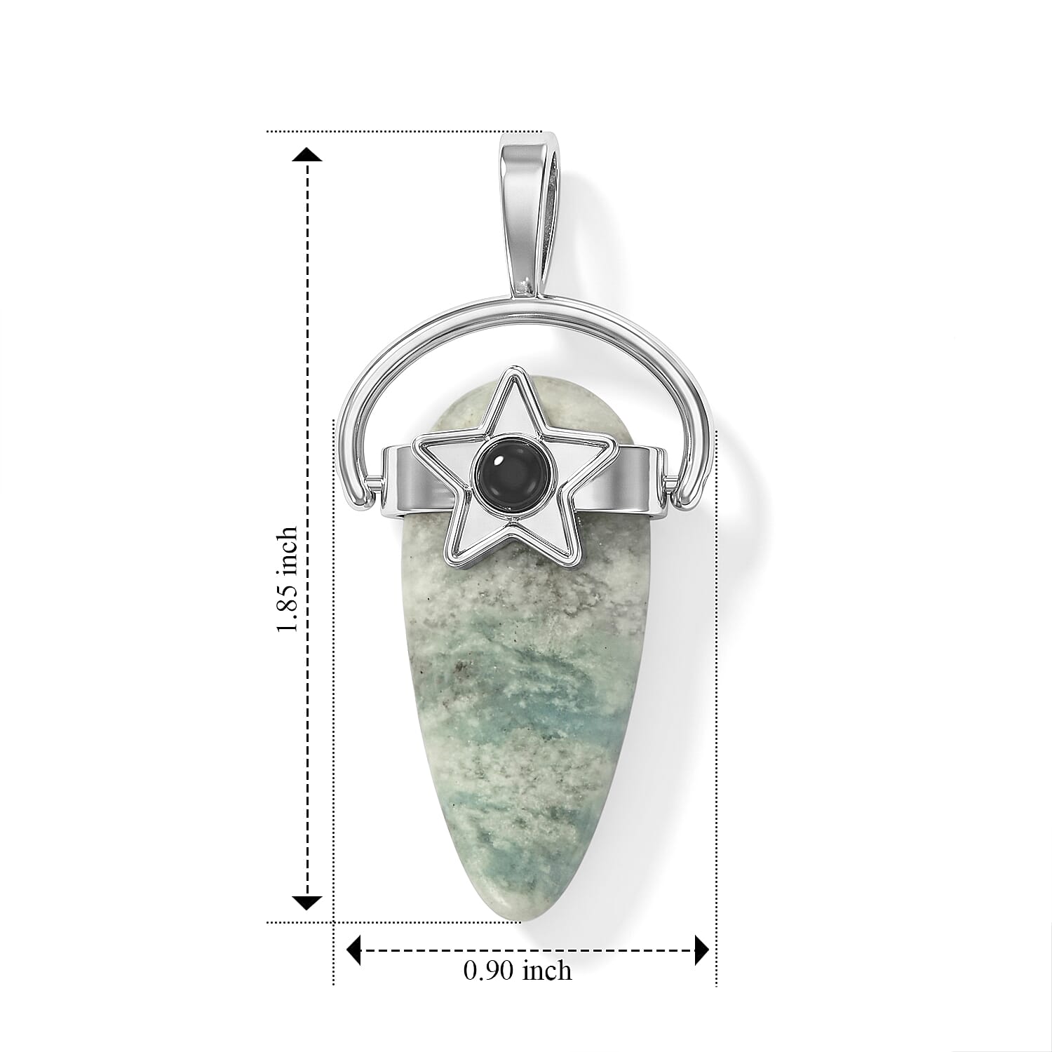 Dyed Amazonite and Black Agate 15.00 ctw Pendant without Chain in Silvertone