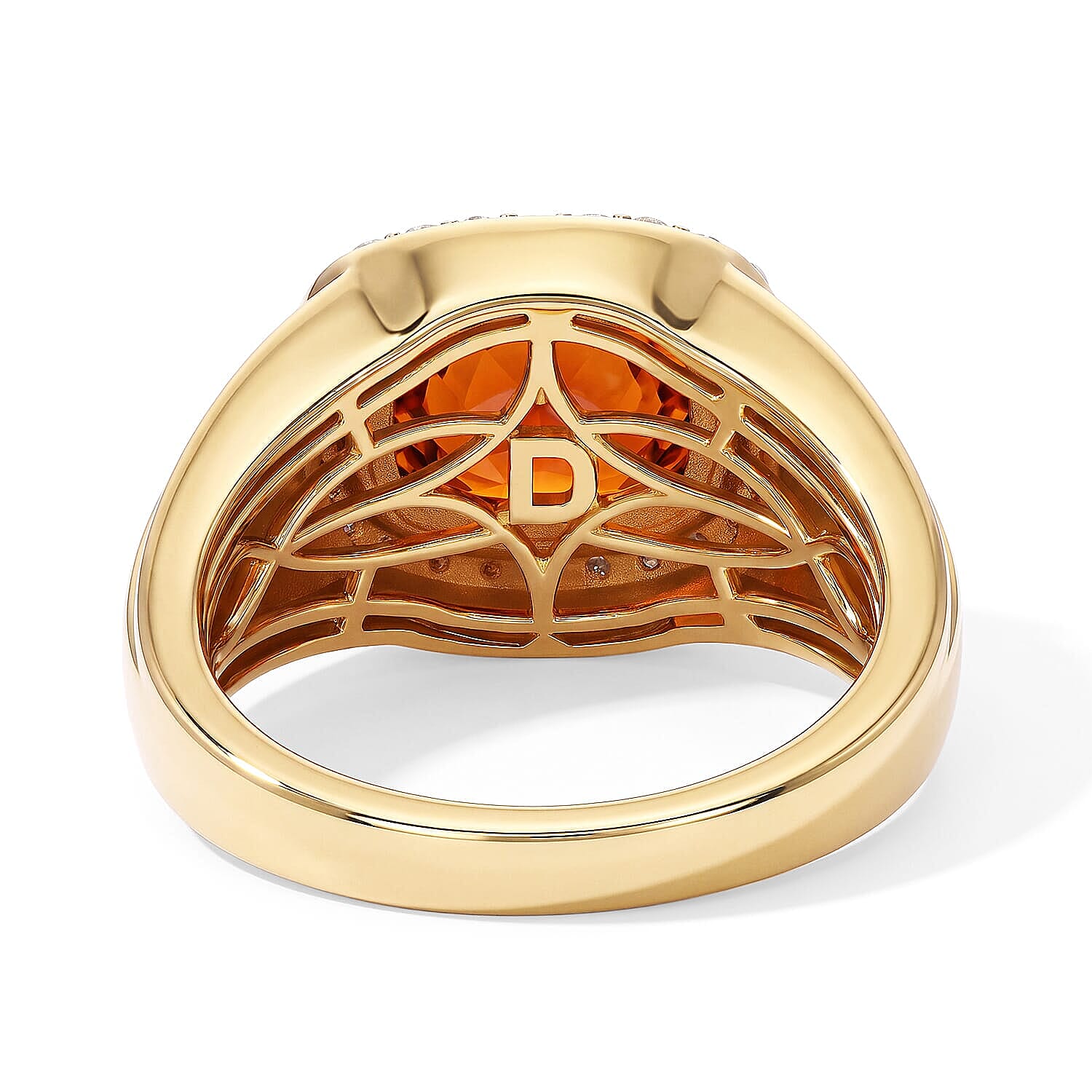 D'Joy Premium Red Citrine and Moissanite 3.50 ctw Men's Ring in 18K Vermeil Yellow Gold Over Sterling Silver (Size 9.0)