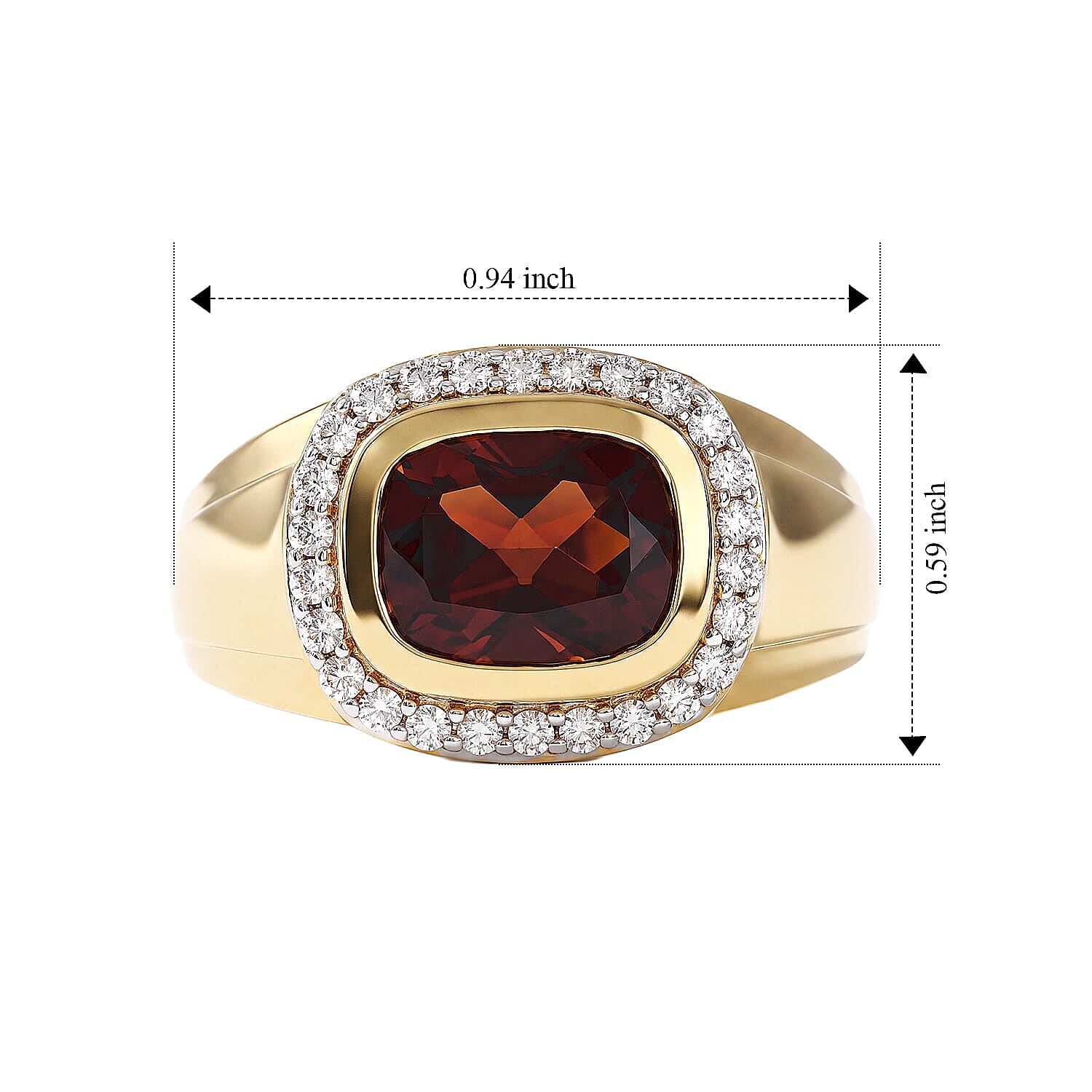 D'Joy Premium Red Citrine and Moissanite 3.50 ctw Men's Ring in 18K Vermeil Yellow Gold Over Sterling Silver (Size 9.0)