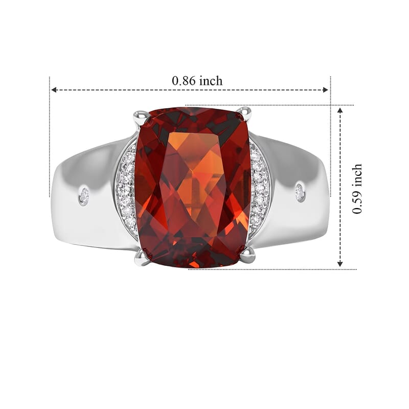 AAA Red Citrine and Luxuriant Lab Grown Diamond G-H SI 6.75 ctw Men's Ring in Rhodium Over Sterling Silver (Size 9.0)